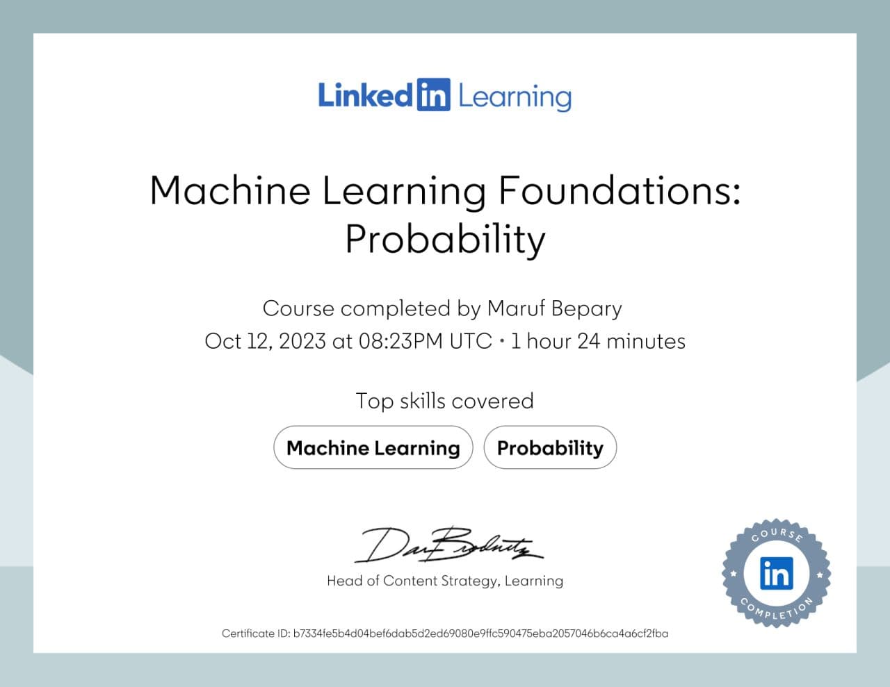 Artificial Intelligence Foundations: Probability certificate image